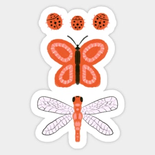 Cute critters ladybug butterfly and dragonfly Sticker